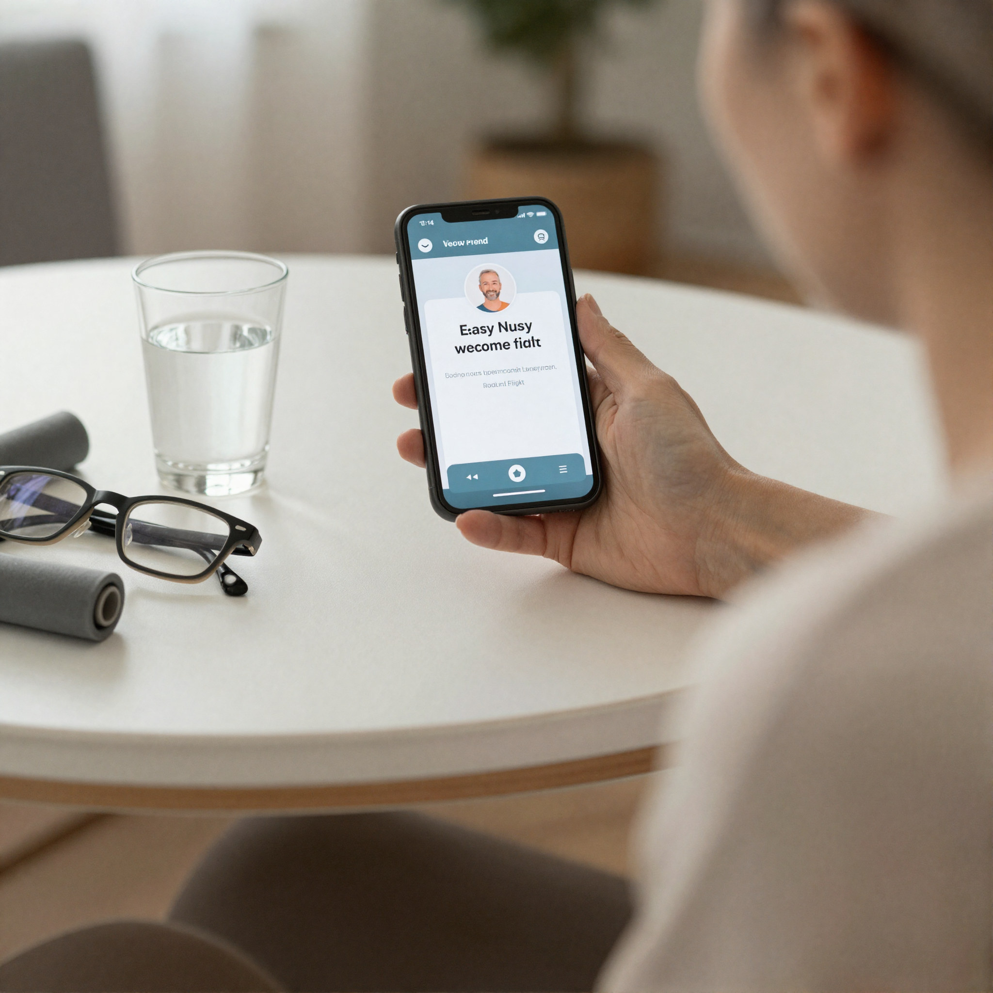 Premium Extended Support: phone with a friendly coaching chat and resistance band